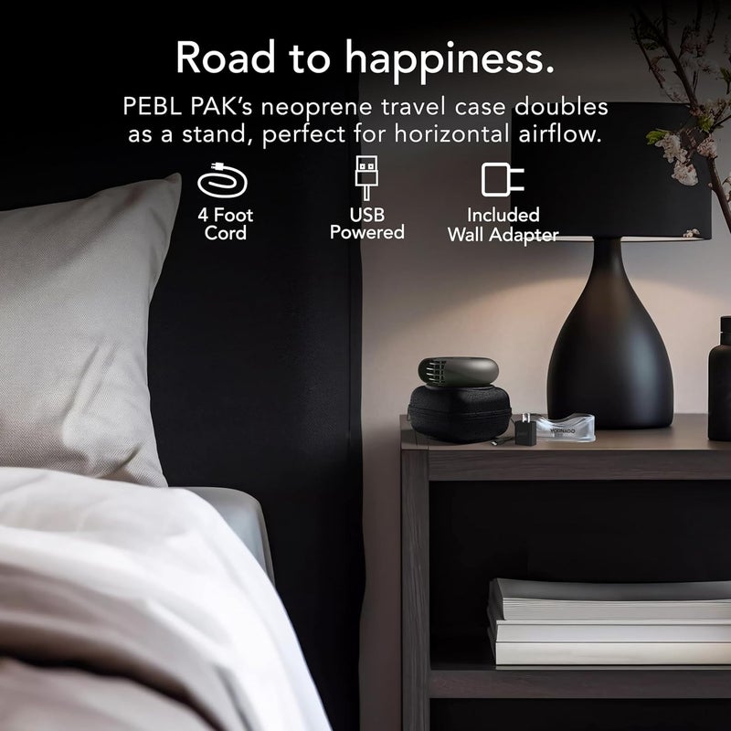 Vornado مروحة مكتب محمولة PEBL PAK مع حقيبة حمل، مروحة USB، قاعدة مغناطيسية، تدفق هواء قابل للتعديل، تبريد شخصي، إعدادين للسرعة، محول حائط متضمن، مثالية للاستخدام في المنزل أو المكتب أو السفر. - Image 2